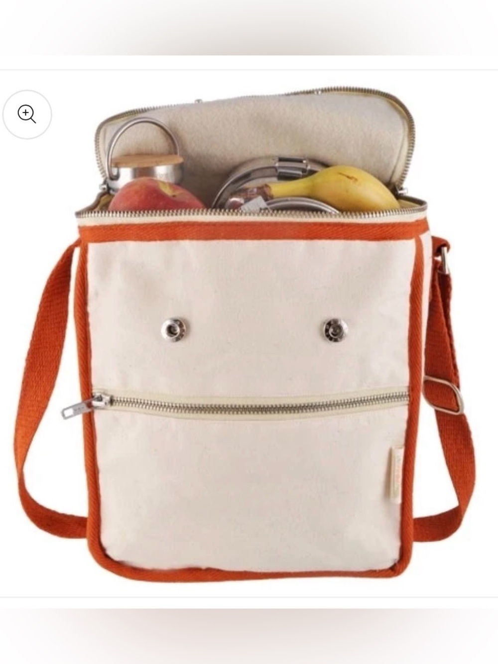 Wool Insulated Organic Cotton Lunch Bag - Orange Trim